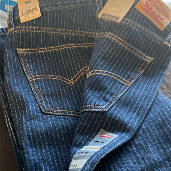 Levi's Dark Blue Pinstripe low pro Straight Leg Jeans - Picture 5 of 5